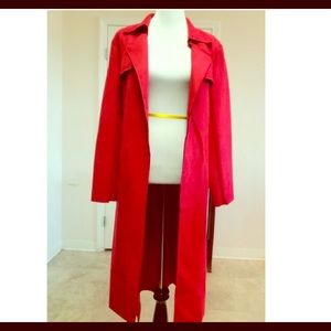 Solitaire Red Faux suede Trench Jacket/Coat